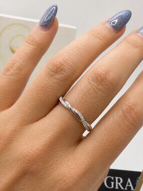 Elegant Twisted Moissanite Band Ring Size 10 Color Sparkle GRA Certified